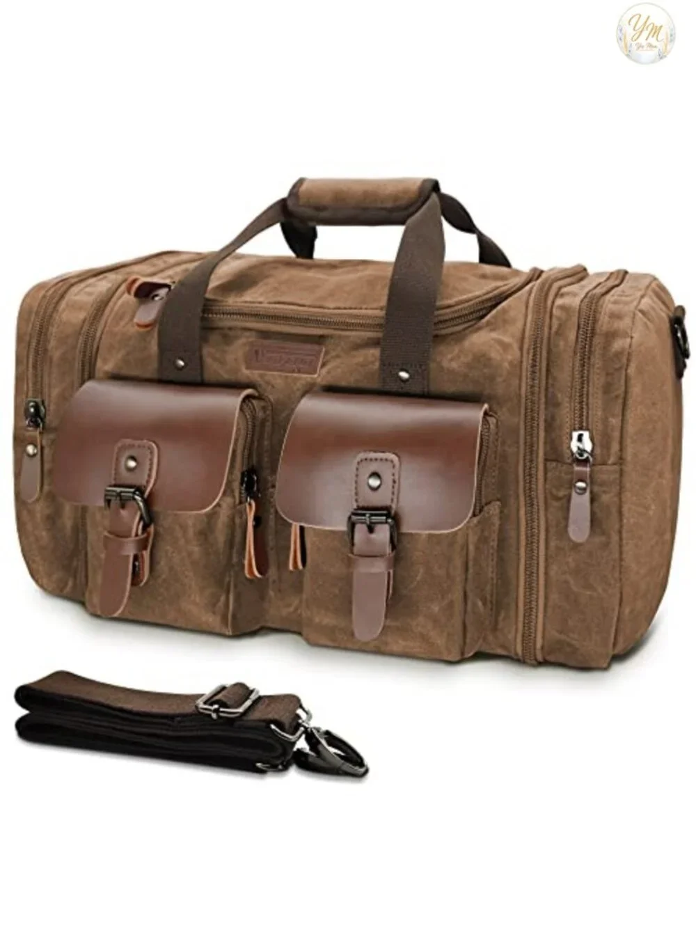 Vintage Waxed Canvas Duffle Bag 50L Weekender Overnight Travel Carry-on
